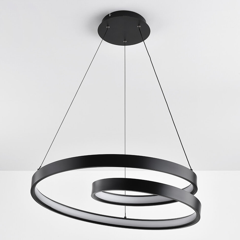 3-stegs dimbar pendellampa Espiral - spiralformad i mattsvart