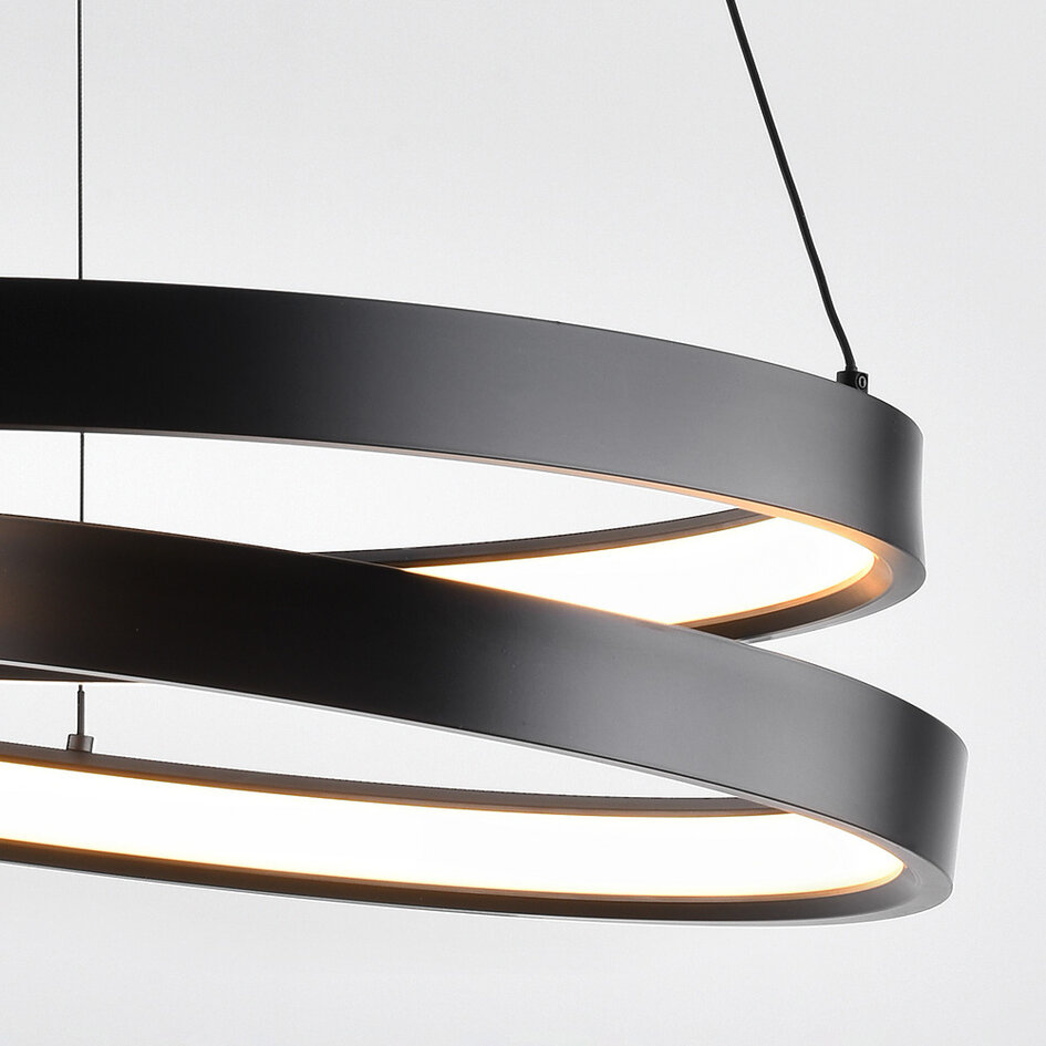 3-stegs dimbar pendellampa Espiral - spiralformad i mattsvart