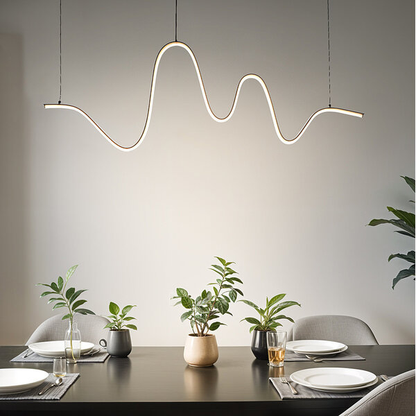 Design taklampa Linea i slingrande form med 3-stegs dim