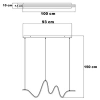 Design taklampa Linea i slingrande form med 3-stegs dim