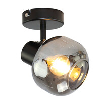 Taklampa Jenthe med en lampa - svart med rökfärgat glas