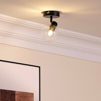 Taklampa Jenthe med en lampa - svart med transparent glas