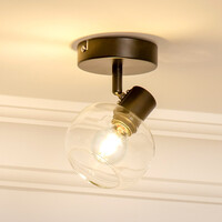 Taklampa Jenthe med en lampa - svart med transparent glas