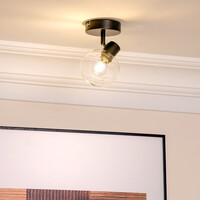 Taklampa Jenthe med en lampa - svart med transparent glas