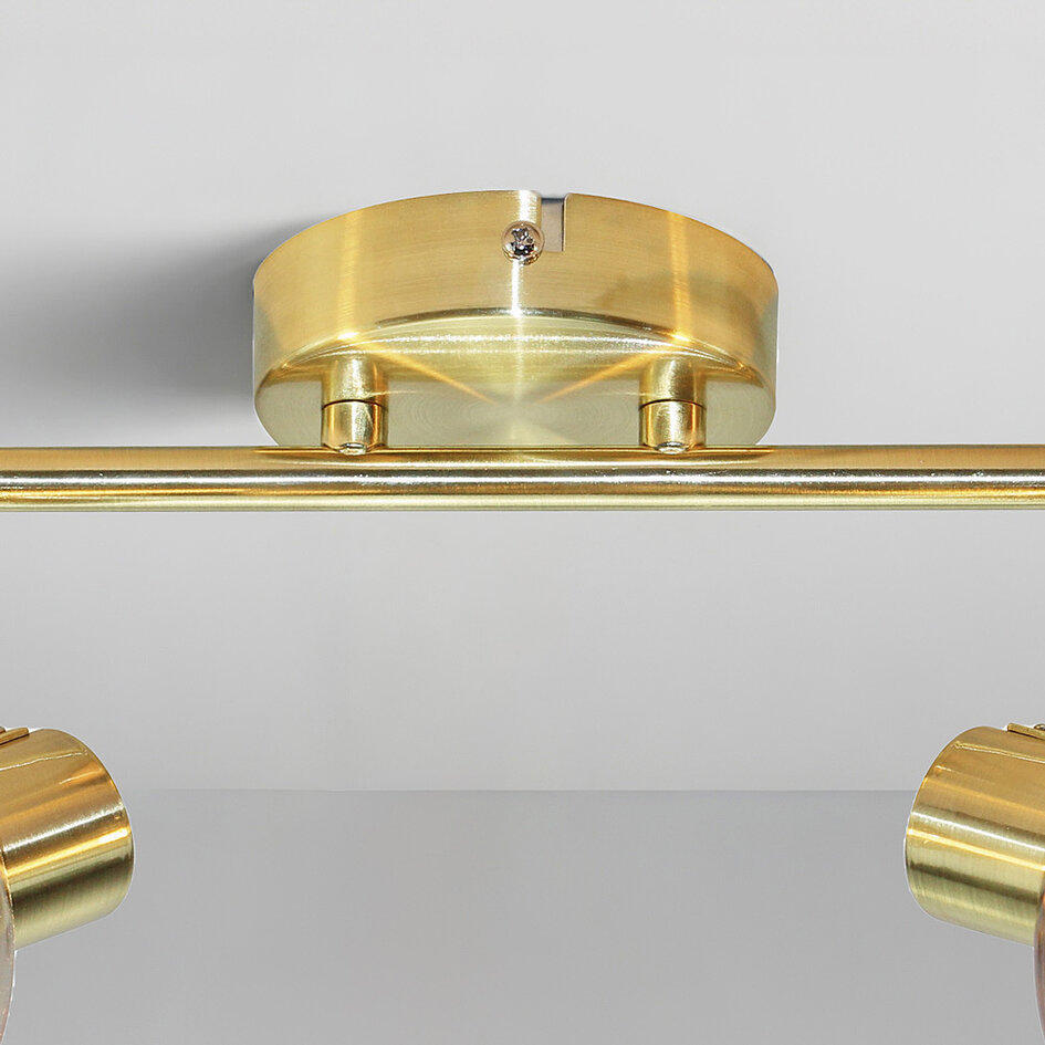 Taklampa Jenthe med två lampor - guld med amberfärgat glas