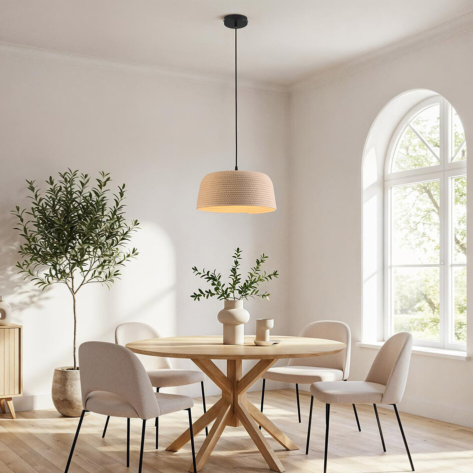 Pendellampa Fukuoka i bomull - neutral färg