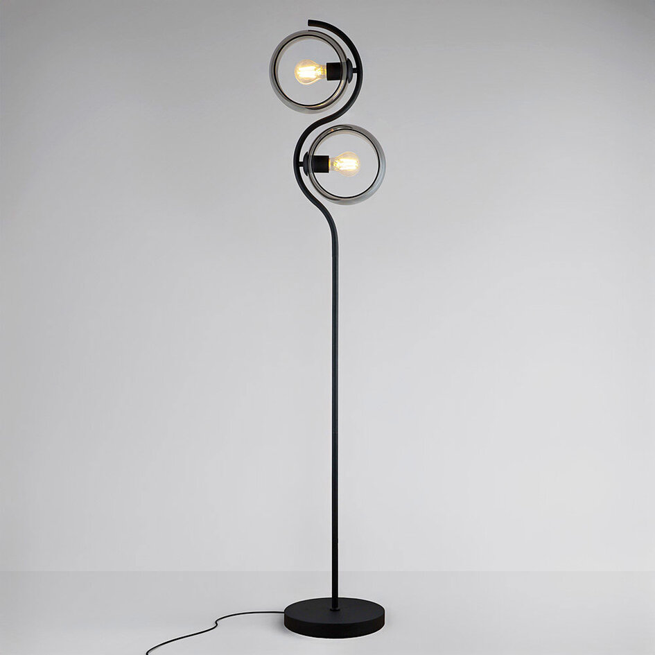Golvlampa Curvatura med rökfärgat glas - svart