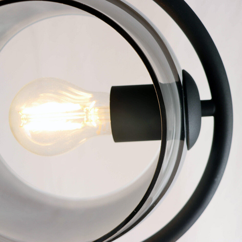 Golvlampa Curvatura med rökfärgat glas - svart