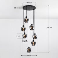7-ljus taklampa svart med rökgrått glas - Hollister