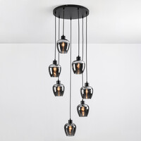 7-ljus taklampa svart med rökgrått glas - Hollister