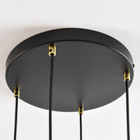 Pendellampa Monroe med fyra lampor - svart med amberfärgat och rosa glas
