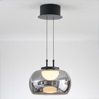 Pendellampa Mette - svart med rökfärgat glas och 3-stegs dimbar LED