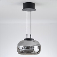 Pendellampa Mette - svart med rökfärgat glas och 3-stegs dimbar LED
