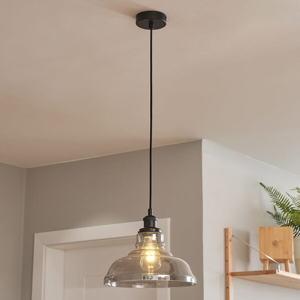 Lantlig taklampa med rökfärgat glas, 1-ljus - Ebbe