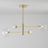 Taklampa Stiri med fyra lampor - guld med transparent glas