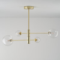 Taklampa Stiri med fyra lampor - guld med transparent glas