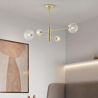 Taklampa Stiri med fyra lampor - guld med transparent glas