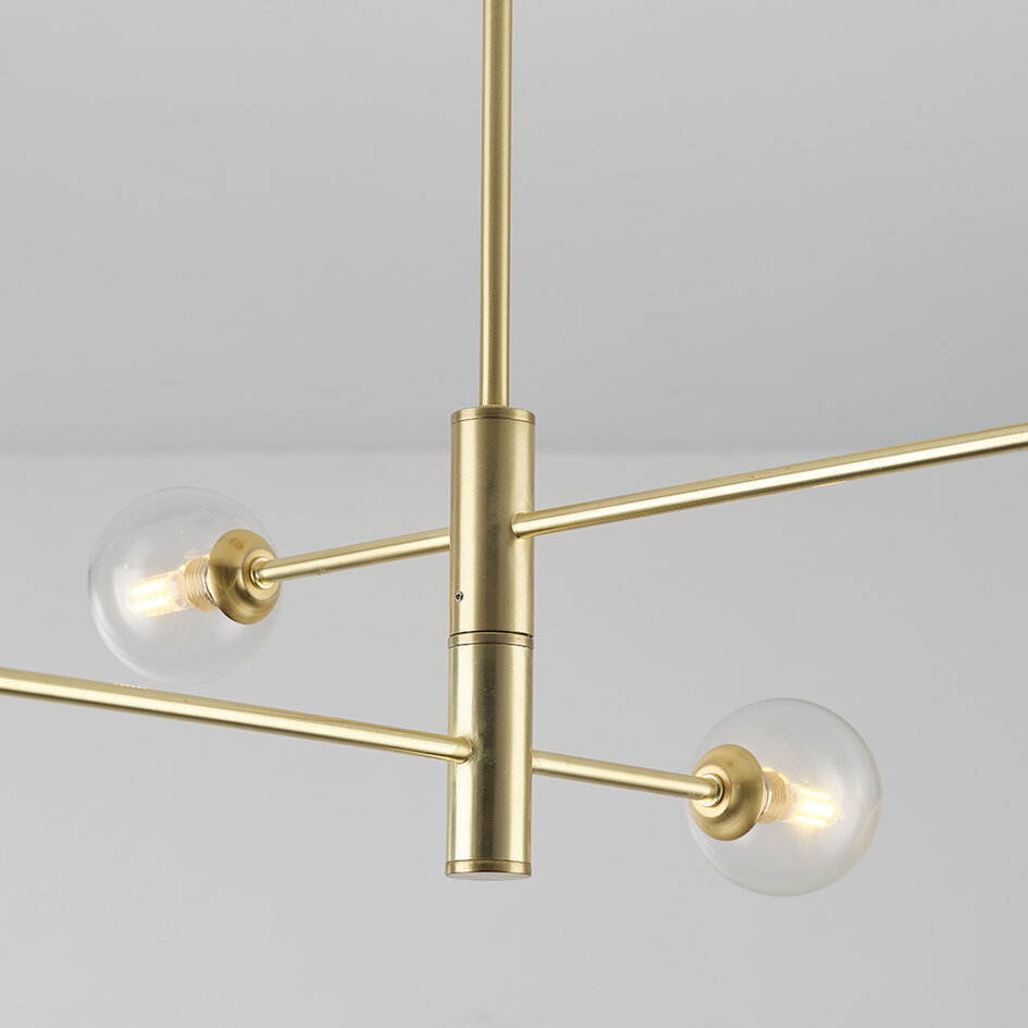 Taklampa Stiri med fyra lampor - guld med transparent glas