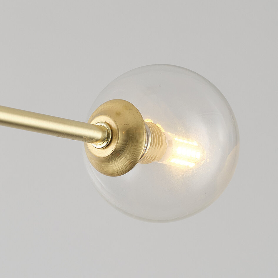 Taklampa Stiri med fyra lampor - guld med transparent glas