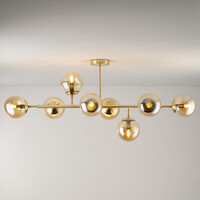 Design taklampa guld med bärnstensfärgade glaskulor - Osem