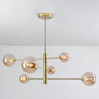 Design taklampa guld med bärnstensfärgat glas, 6-ljus - Sest