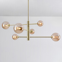 Design taklampa guld med bärnstensfärgat glas, 6-ljus - Sest