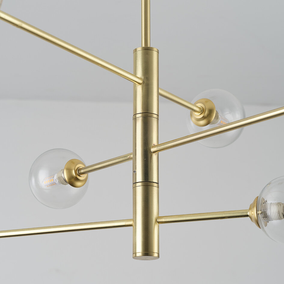 Taklampa Sest med sex lampor - guld med transparent glas