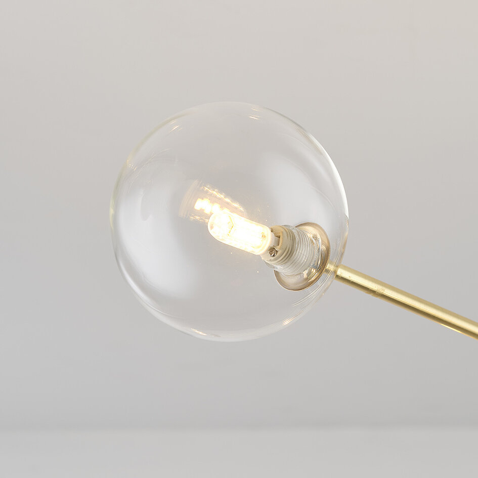 Taklampa Sest med sex lampor - guld med transparent glas