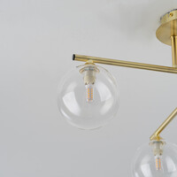 Elegant taklampa, 4-ljus guld med transparent glas - Nymo