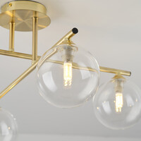 Elegant taklampa, 4-ljus guld med transparent glas - Nymo
