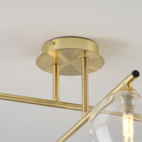 Taklampa Nymo med fyra lampor - guld med transparent glas