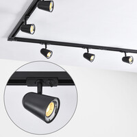 Set med 1-fas skensystem på 3 meter och Sev-spotlights, 3-stegs dimbar