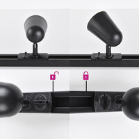 Set med 1-fas skensystem på 3 meter och Sev-spotlights, 3-stegs dimbar