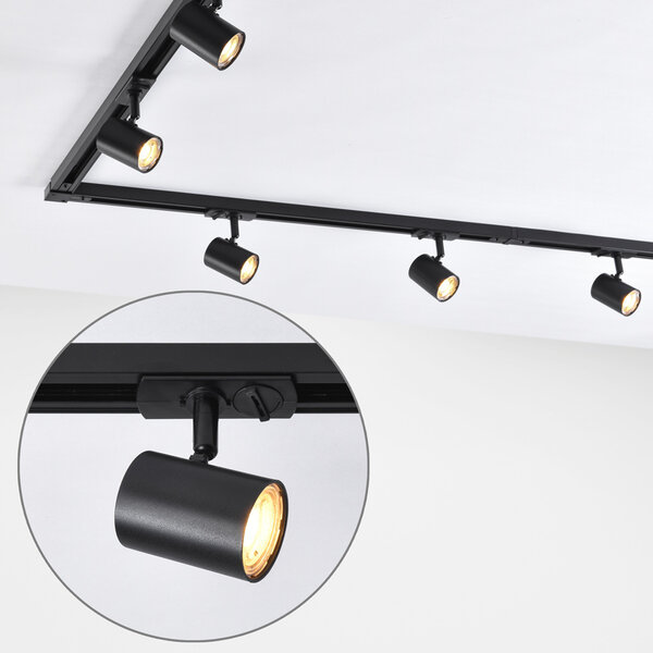 Modernt 1-fas skensystem på 3 meter med Nox spotlights - 3-stegs dimbar
