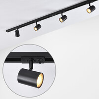 Set med 1-fas skensystem på 1,5 meter och Nox-spotlights, 3-stegs dimbar