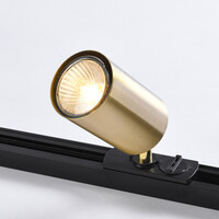 Set med 1-fas skensystem på 3 meter och Mels-spotlights, guld