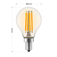 E14 filamentlampa 3-stegs dimbar, amber 5,5 watt