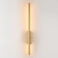 Vägglampa Lima med integrerad LED och travertin (natursten) - guld