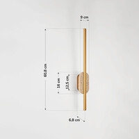 Vägglampa Lima med integrerad LED och travertin (natursten) - guld