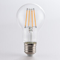 E27 LED-filamentlampa med skymningssensor 4,5W, klar, 2700K, Ø60 mm