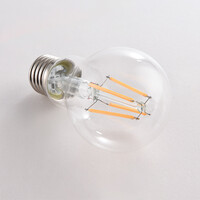 E27 LED-filamentlampa med skymningssensor 4,5W, klar, 2700K, Ø60 mm