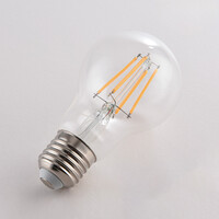 E27 LED-filamentlampa med skymningssensor 4,5W, klar, 2700K, Ø60 mm