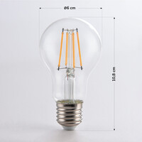 E27 LED-filamentlampa med skymningssensor 4,5W, klar, 2700K, Ø60 mm