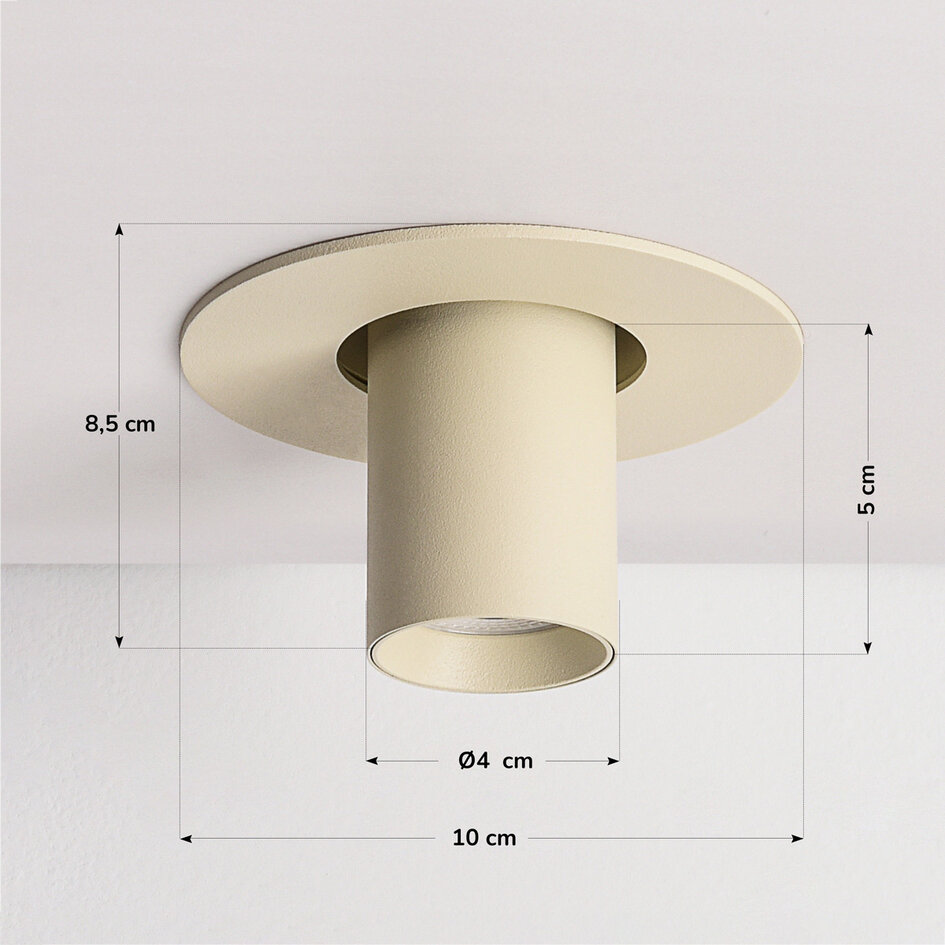 Riktbar infälld spotlight i beige Ø10 cm