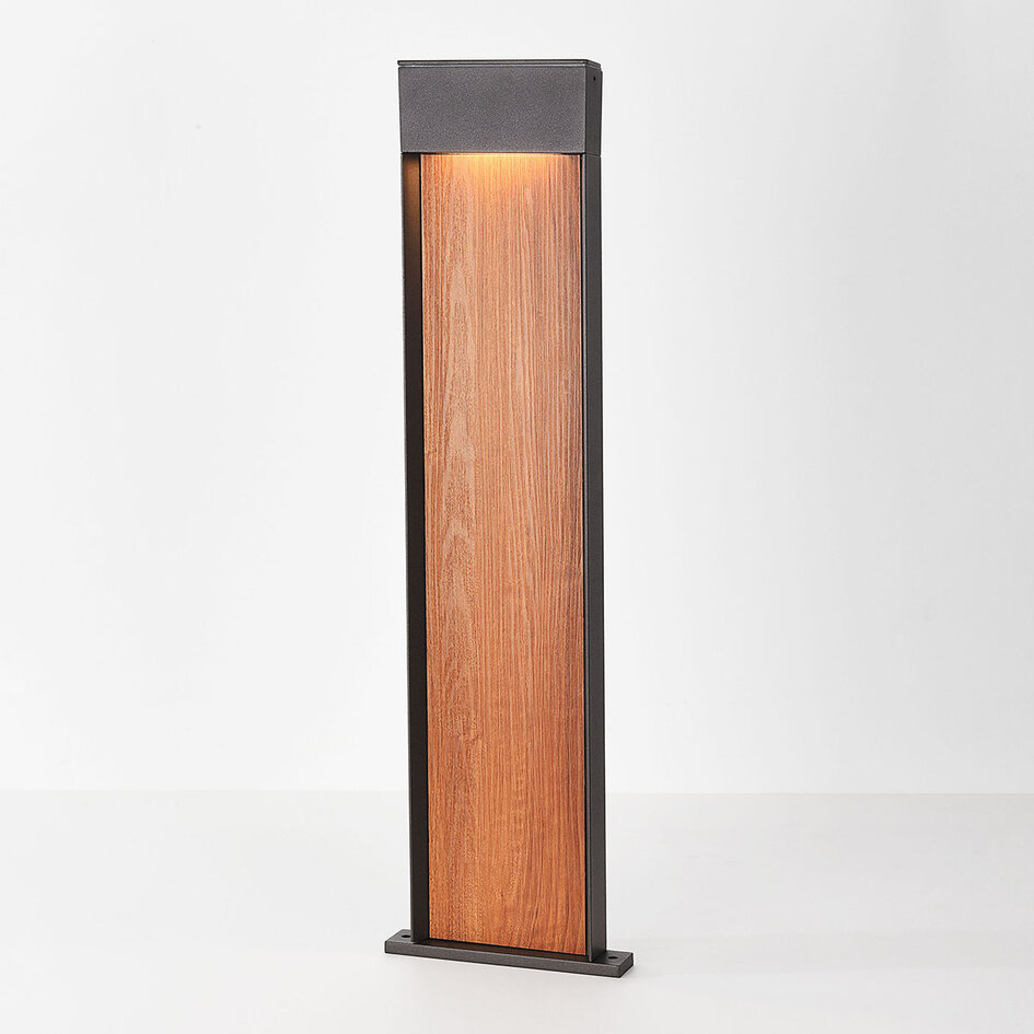 Stående utomhuslampa Maxim med integrerad LED i antracit och träutseende