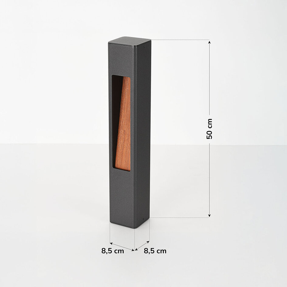 Stående utomhuslampa Tavien i antracit och träutseende