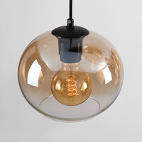 Pendellampa Opale med sex lampor och amber ombre-glas