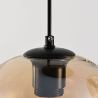 Pendellampa Olare med tre lampor och amber ombre-glas