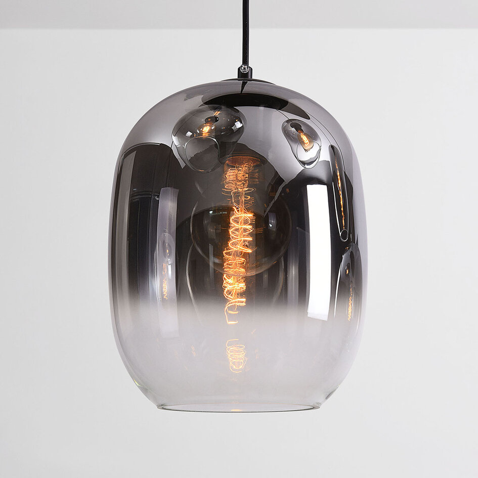 6-ljus taklampa Opale med smoke ombre glas