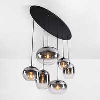 6-ljus taklampa Opale med smoke ombre glas